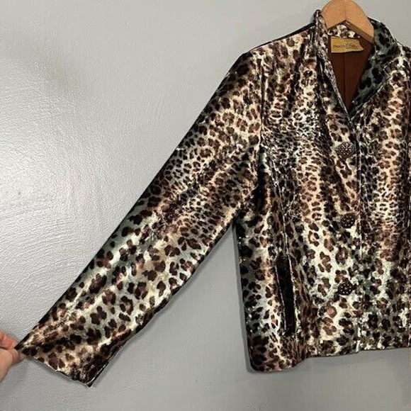 Painted Pony Jacket Size Medium Large Velvet Leopard Print Mobwife Whimsigoth - Picture 2 of 11